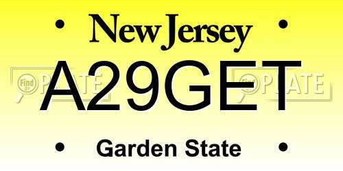 A29GET New Jersey License Plate