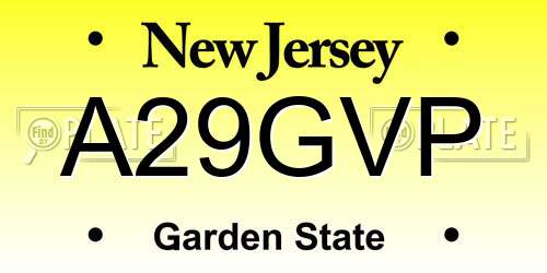 A29GVP New Jersey License Plate
