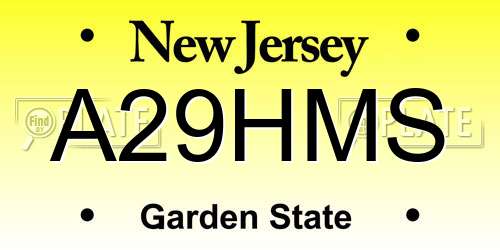 A29HMS New Jersey License Plate