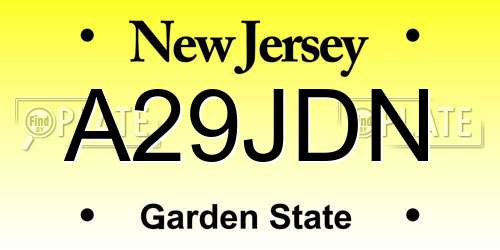 A29JDN New Jersey License Plate