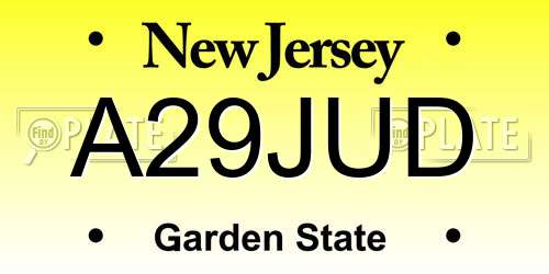 A29JUD New Jersey License Plate