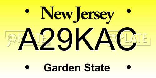 A29KAC New Jersey License Plate