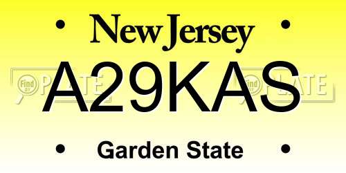 A29KAS New Jersey License Plate