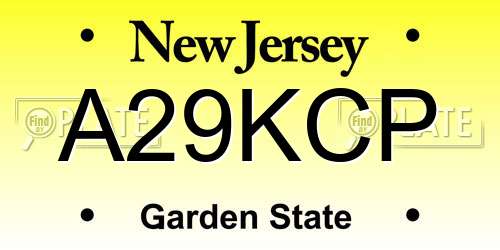 A29KCP New Jersey License Plate