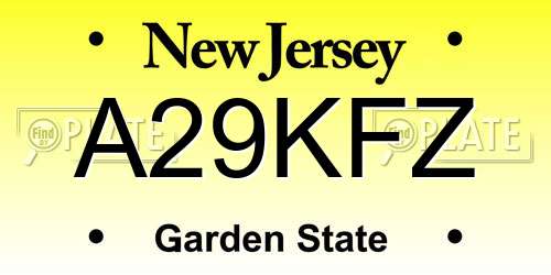 A29KFZ New Jersey License Plate