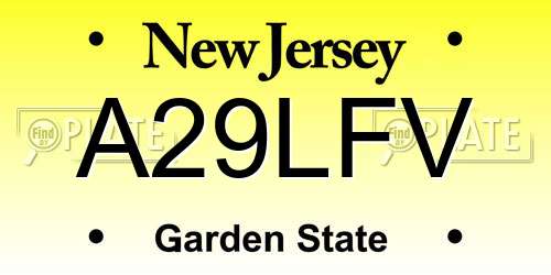 A29LFV New Jersey License Plate