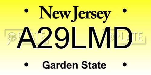A29LMD New Jersey License Plate
