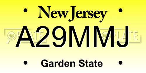 A29MMJ New Jersey License Plate