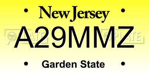 A29MMZ New Jersey License Plate