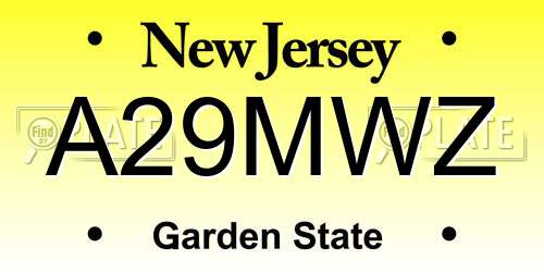 A29MWZ New Jersey License Plate