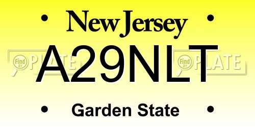 A29NLT New Jersey License Plate