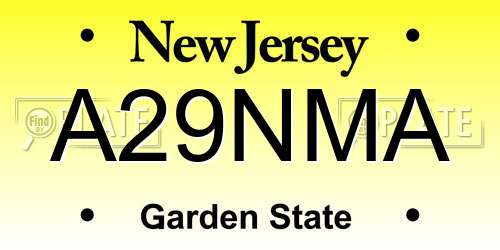 A29NMA New Jersey License Plate