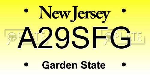 A29SFG New Jersey License Plate