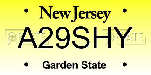 A29SHY New Jersey License Plate