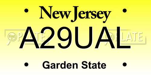 A29UAL New Jersey License Plate