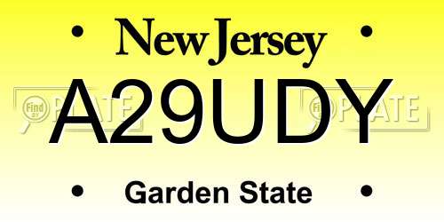A29UDY New Jersey License Plate