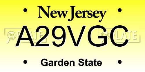 A29VGC New Jersey License Plate