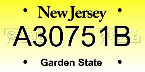 A30751B New Jersey License Plate