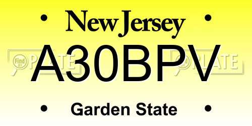 A30BPV New Jersey License Plate