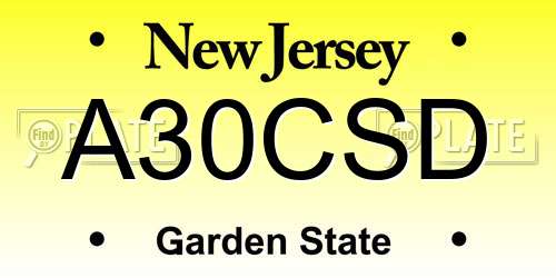 A30CSD New Jersey License Plate