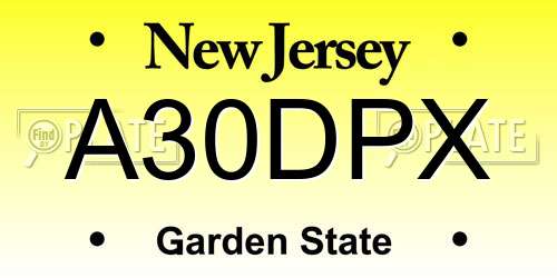 A30DPX New Jersey License Plate