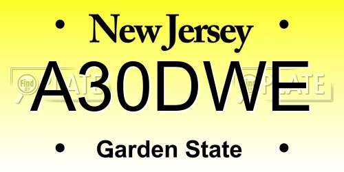 A30DWE New Jersey License Plate