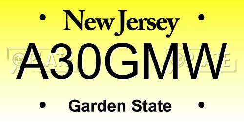 A30GMW New Jersey License Plate