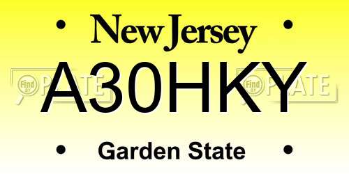 A30HKY New Jersey License Plate