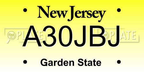 A30JBJ New Jersey License Plate