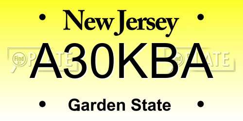 A30KBA New Jersey License Plate