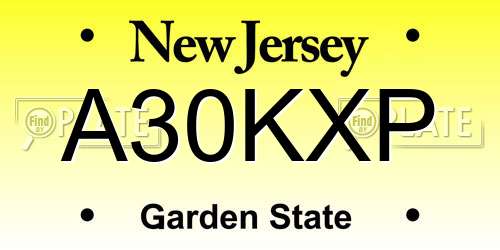 A30KXP New Jersey License Plate