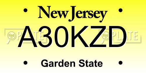 A30KZD New Jersey License Plate