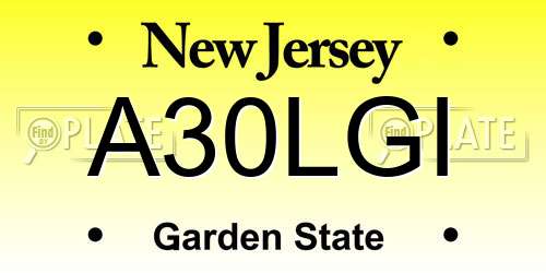 A30LGI New Jersey License Plate