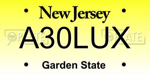 A30LUX New Jersey License Plate