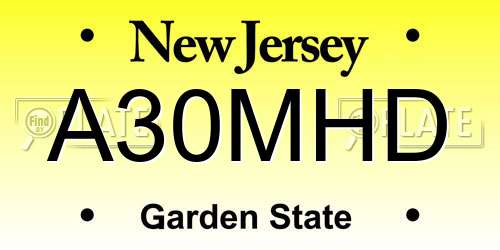 A30MHD New Jersey License Plate