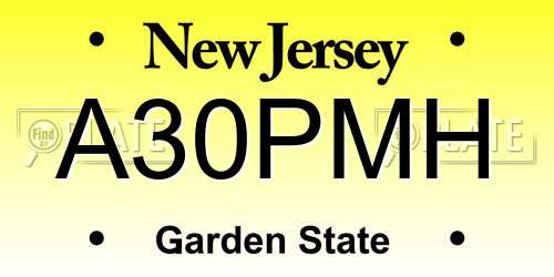 A30PMH New Jersey License Plate