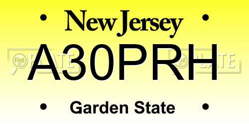 A30PRH New Jersey License Plate