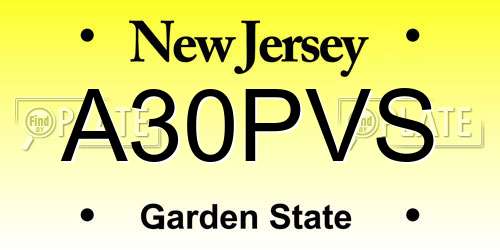 A30PVS New Jersey License Plate