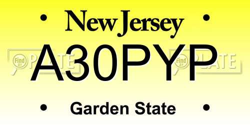 A30PYP New Jersey License Plate