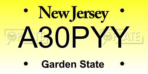 A30PYY New Jersey License Plate