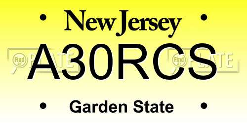 A30RCS New Jersey License Plate