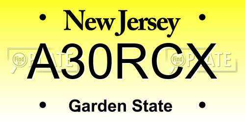 A30RCX New Jersey License Plate