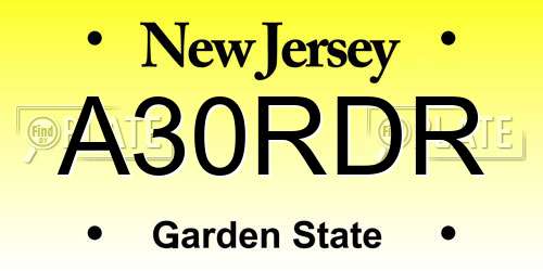 A30RDR New Jersey License Plate