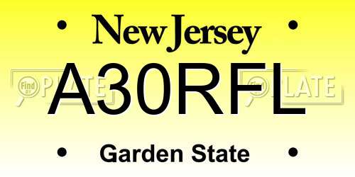 A30RFL New Jersey License Plate