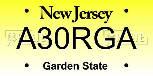 A30RGA New Jersey License Plate