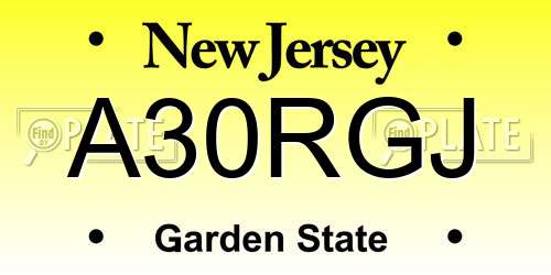 A30RGJ New Jersey License Plate