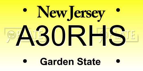 A30RHS New Jersey License Plate