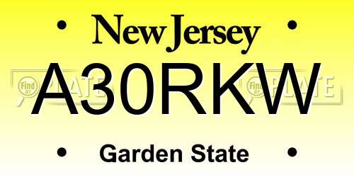 A30RKW New Jersey License Plate