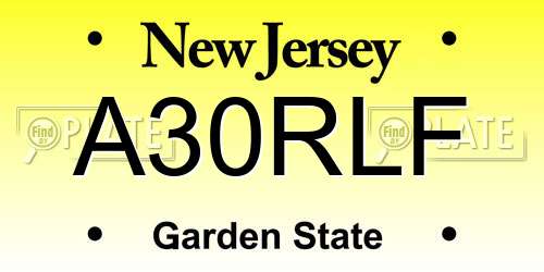 A30RLF New Jersey License Plate