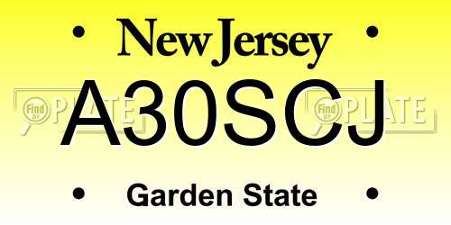 A30SCJ New Jersey License Plate